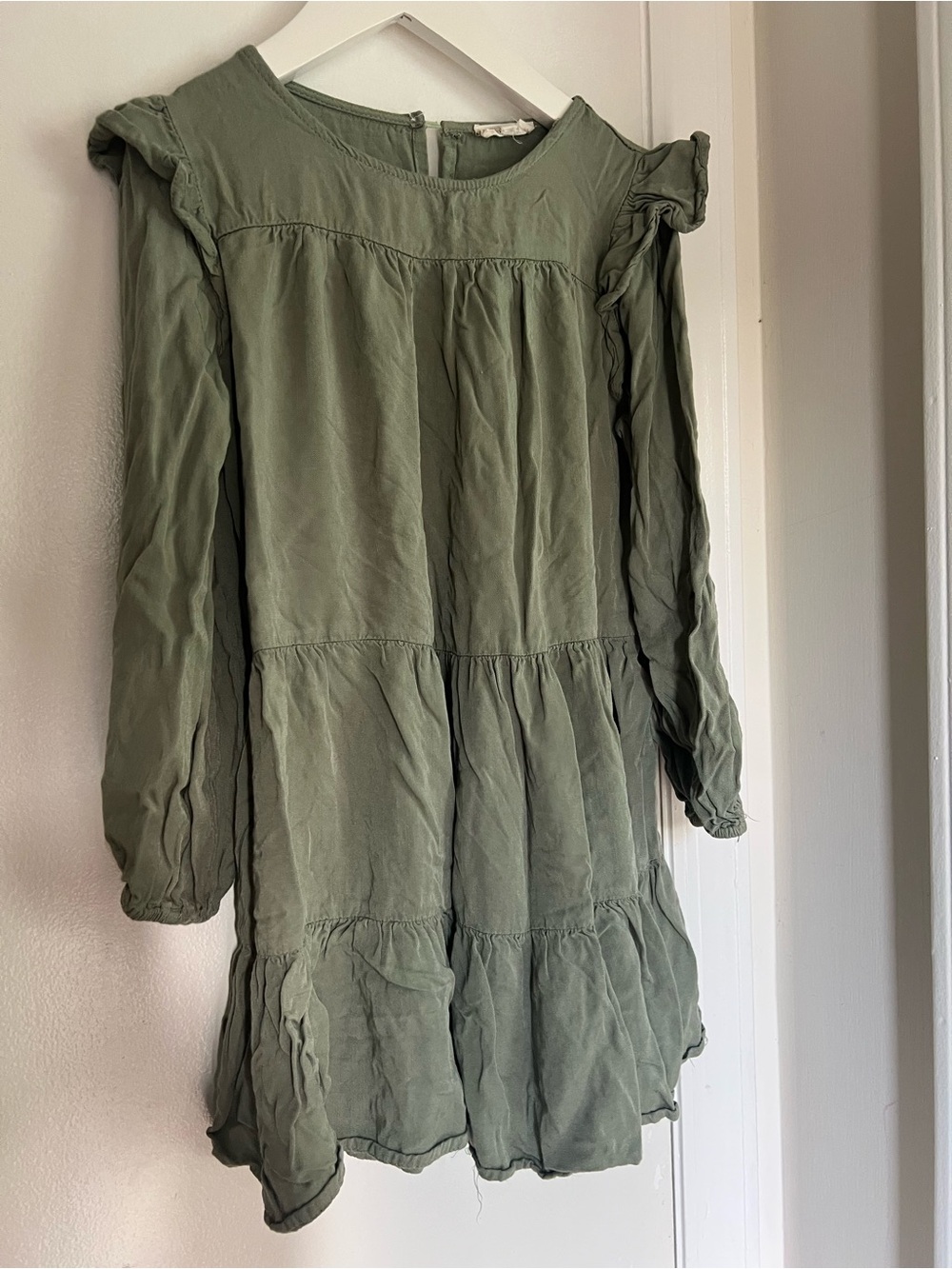 Hayden Girls Olive Green Tiered Ruffle Dress